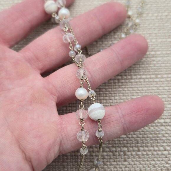 38 Inch Sterling Silver Large Genuine Pearl Long Necklace B499 - Picture 5 of 9
